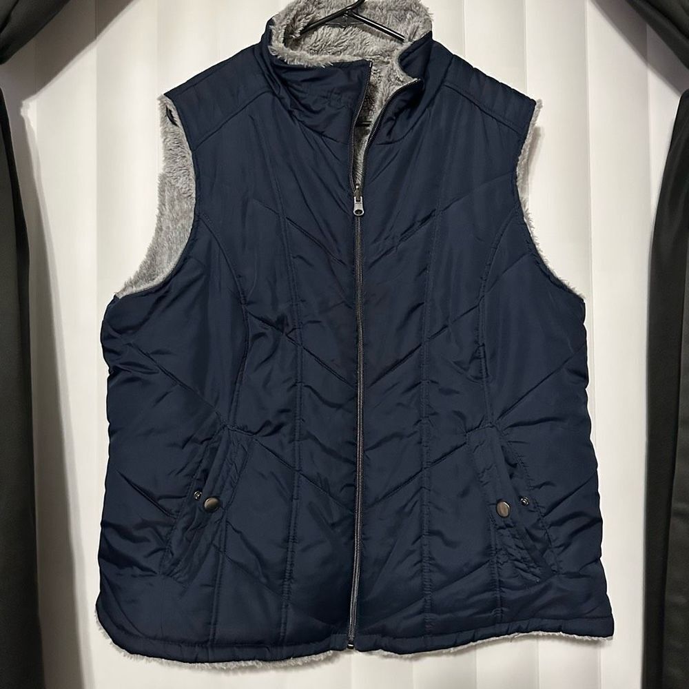 KC Collections heavy duty vest, Navy blue/grey, 2 button function front button s